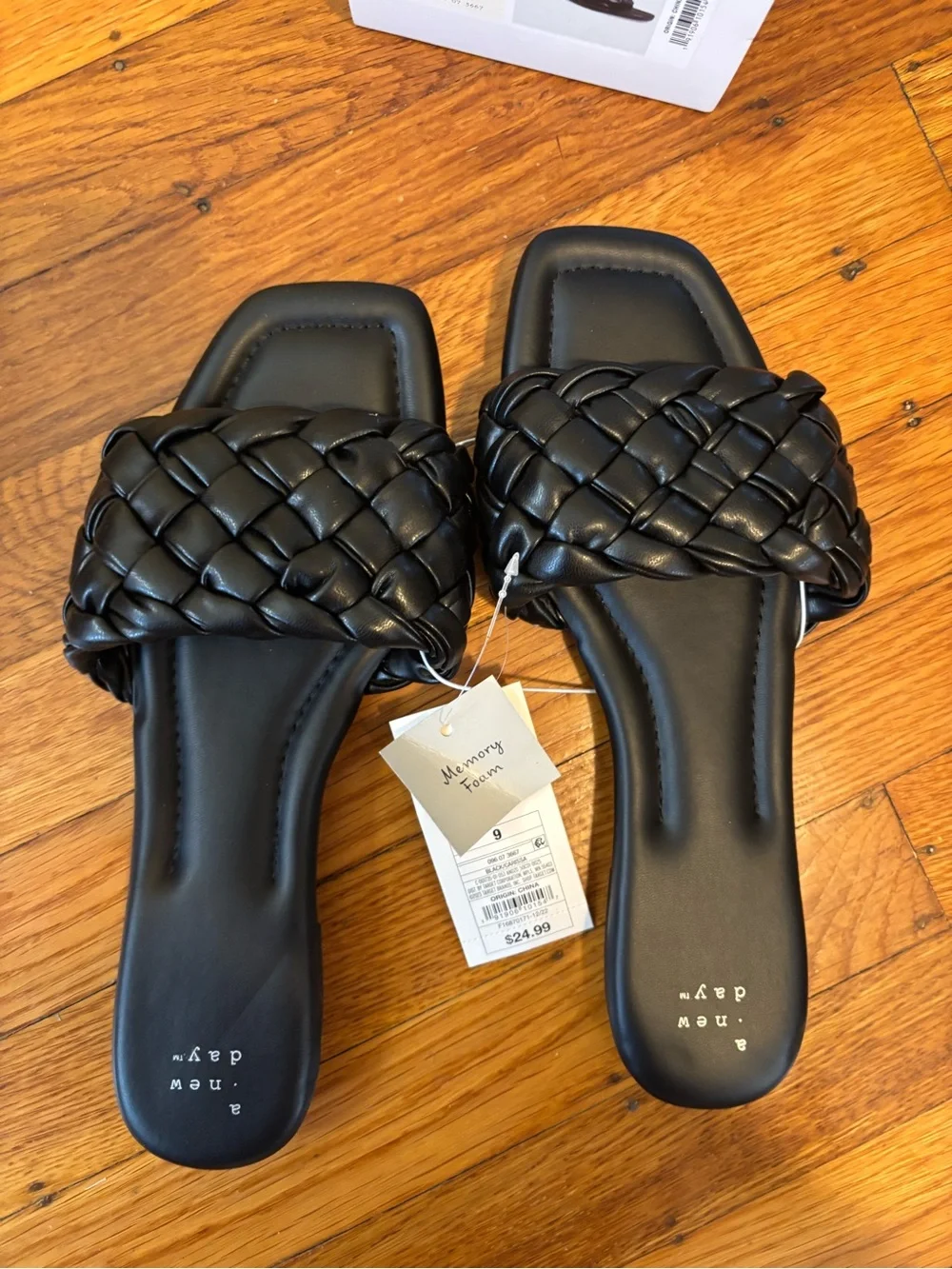 a new day Black Braided Slide Sandals Size 9